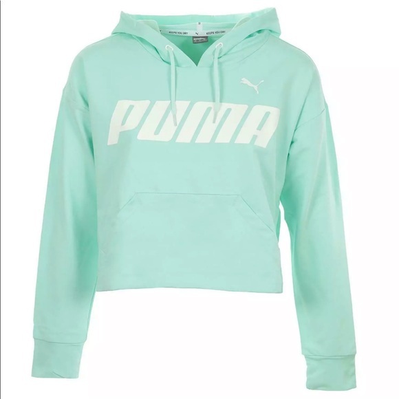 Puma Tops - Puma Womens Alethic Cropped Pull Over Hoodie Teal Size Medium